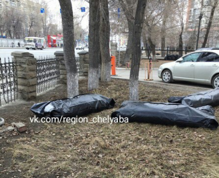 На субботнике в Челябинске мусор складывали в мешки для трупов