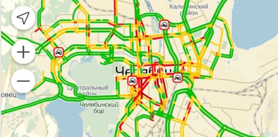 В Челябинске пробки на дорогах уже достигли 7-ми баллов